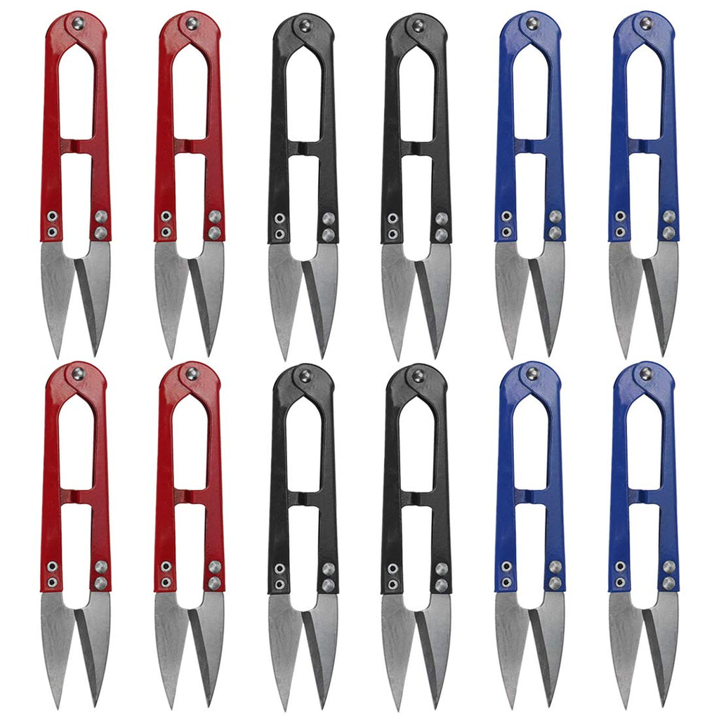  [AUSTRALIA] - Bitray 4.1inch Sewing Scissors Yarn Thread Cutter Mini Small Snips Trimming Nipper - Great for Stitch,DIY Supplies (12PCS, Blue, Red, Black)