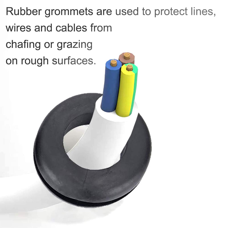  [AUSTRALIA] - BUSY-CORNER 200 Pieces Hollow Rubber Grommet Firewall Hole Plug Assortment Kit, 1/4", 5/16", 3/8", 7/16", 1/2", 5/8", 3/4'', 7/8", 1''