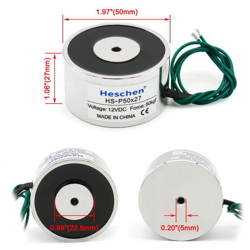  [AUSTRALIA] - Heschen electromagnet P50/27, outer diameter: 50 mm, DC 12 V, 50 kg