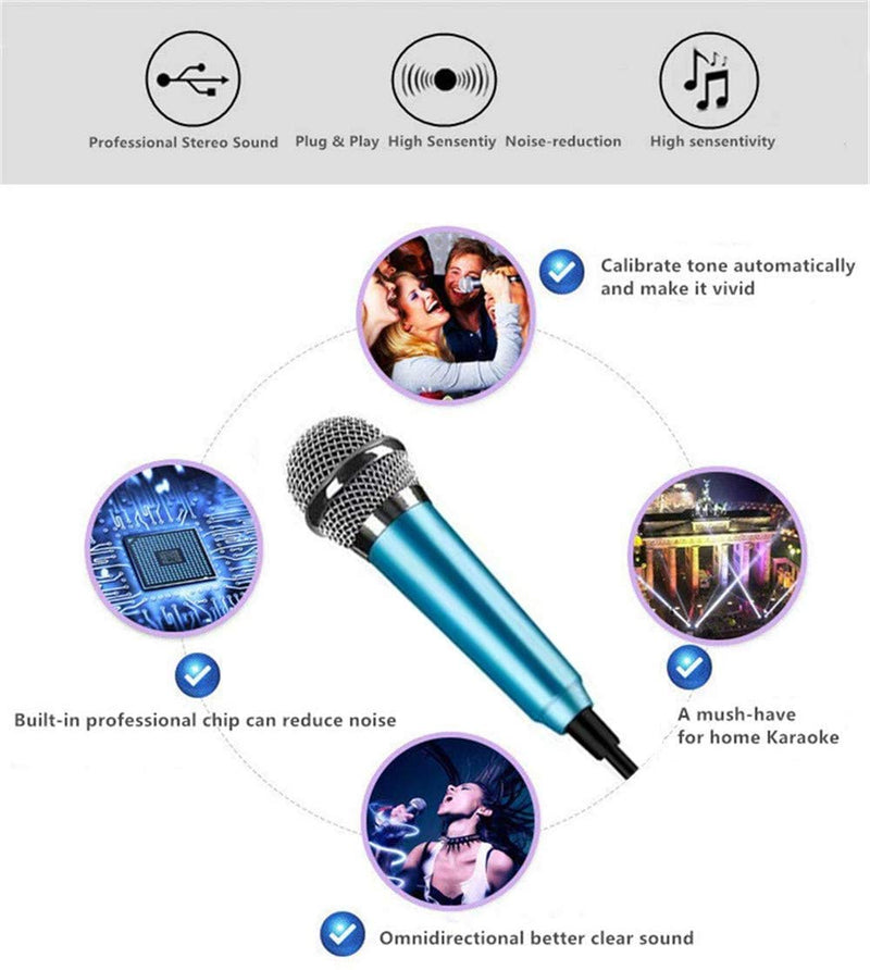 Mini Portable Vocal Microphone for Mobile Phone, Computer, Tablet, Recording Chat and Singing(Blue) blue - LeoForward Australia