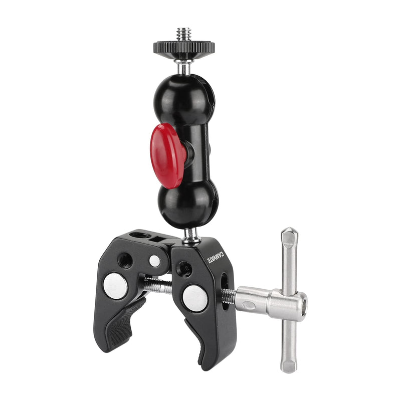  [AUSTRALIA] - CAMVATE 16mm Light Pole Stand Head Mount + Super Clamp with Mini Ball Head + Light Stand Mount Articulated 1/4''-20 Mini Ball Head