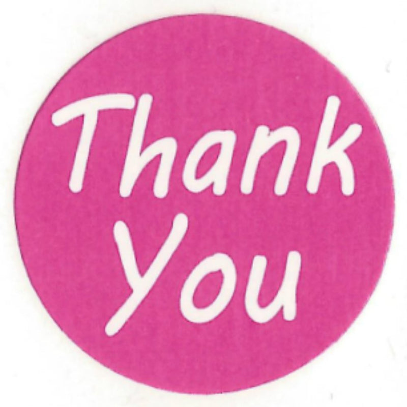 Pink"Thank You" Labels Stickers - 1" Diameter - 500 ct Roll - SL087F - LeoForward Australia