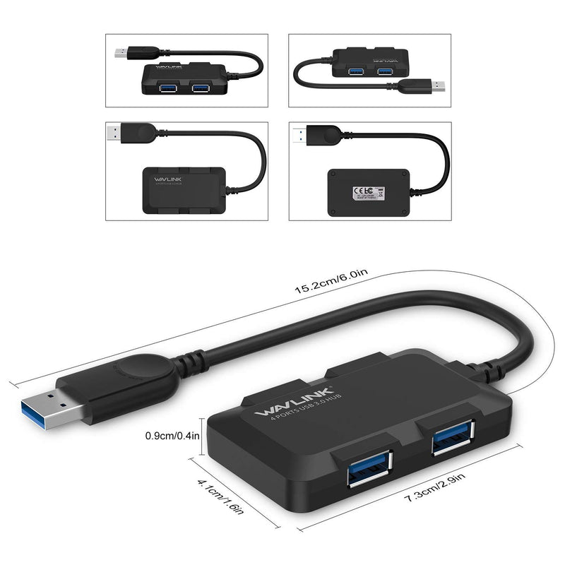 WAVLINK 4-Port Portable USB 3.0 Hub Adapter, Super Fast Transfer Speed 5Gbps - Compatible USB 2.0/2.1. Drive Free, Supports Windows XP, Vista/7/8, Mac OS 30410 - LeoForward Australia