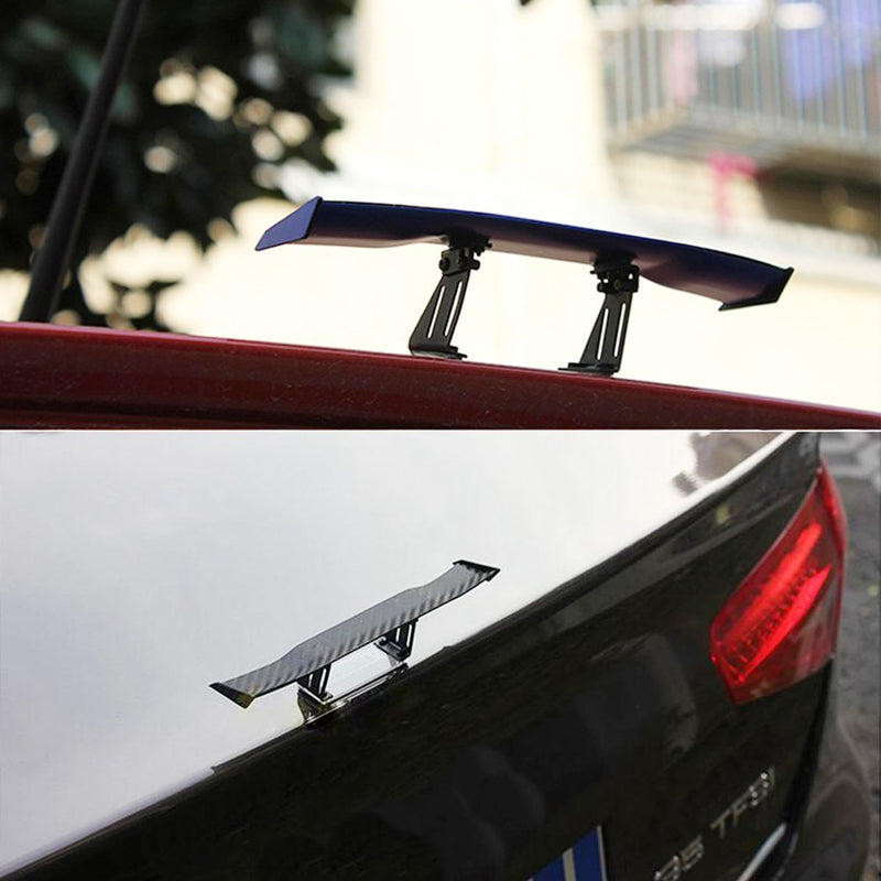  [AUSTRALIA] - Creatiee 3Pcs Universal Car Mini Spoiler Wing, Auto Car Tail Wing Mini Auto Carbon Fiber Texture Decoration Without Perforation Tail Decoration, 6.7 Inch(Black)