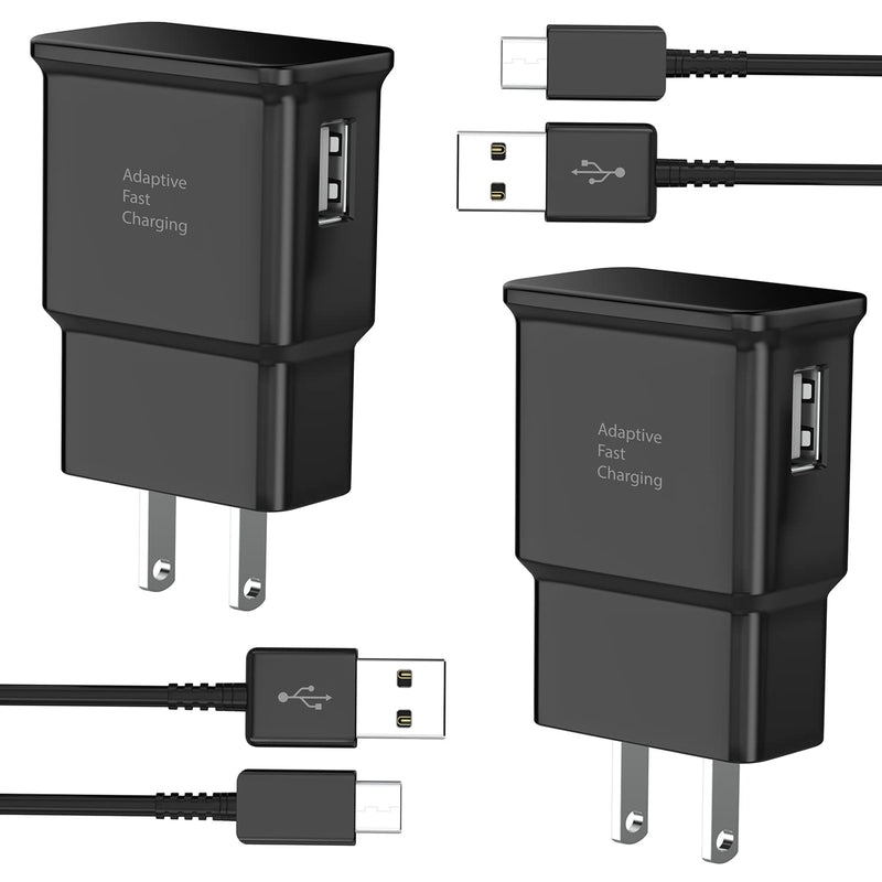  [AUSTRALIA] - Adaptive Fast Charger Kit with USB Type C Cable 6.6ft Compatible with Samsung Galaxy S8/S9/S10/S10 Plus/S10E/ S20/S20 Plus/S21/S21 Ultra/S22/S22 Plus/S22 Ultra/Note 8/Note 9/Note 10/Note 20 2-Pack