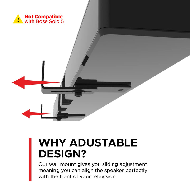  [AUSTRALIA] - Soundbar 300/500/600/700/900, TV Speaker & Soundtouch 300 Adjustable Wall Mount Kit, Black, for Bose Sound bar Smart 300, 500, 600, 700, 900, Mounting Bracket