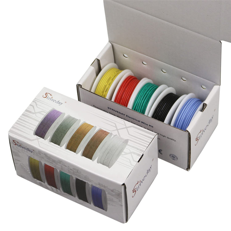  [AUSTRALIA] - Striveday™ 30 AWG Flexible Silicone Wire Electric Wire 30 Gauge Coper Hook Up Wire 300V Cables Electronic Stranded Wire Cable Electrics DIY Box-1 30AWG Silicone wire Box1=Red+Blue+Green+Yellow+Black