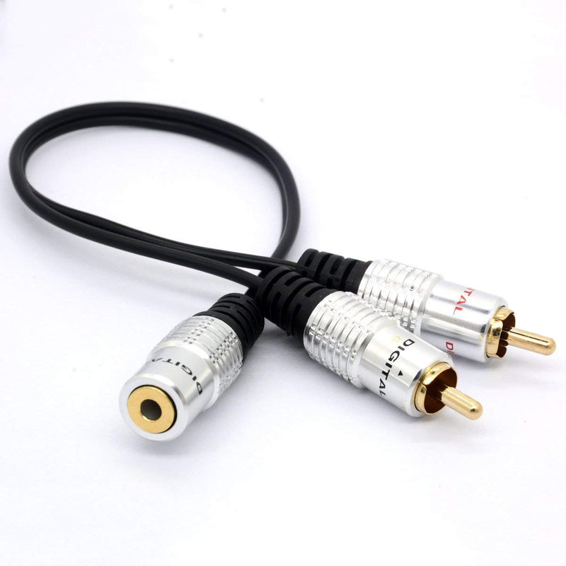 3.5mm to RCA Splitter Cable, 25cm 3.5mm Female Stereo Jack Socket to 2 Phono RCA Male Plug Adapter (3.5mm Female to 2RCA Male) - LeoForward Australia