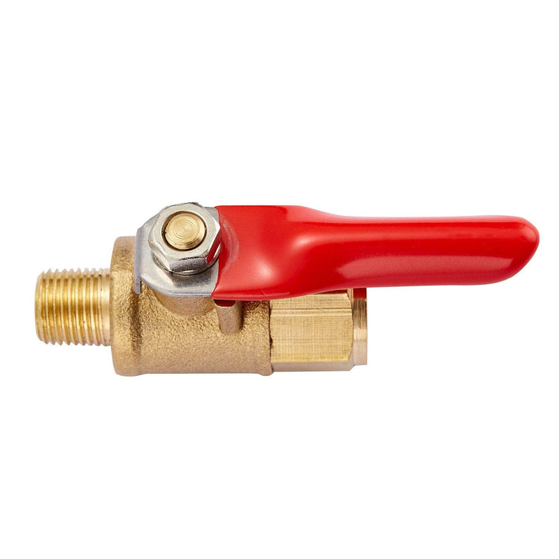  [AUSTRALIA] - Minimprover Heavy Duty Brass 2 PCS Inline Mini Ball Valve Shut Off Switch, 1/8" NPT Male x 1/8 INCH NPT Female Pipe Fittings, 180 Degree Operation Handle, Rated to 600 WOG for Tank Drain 1/8"NPT