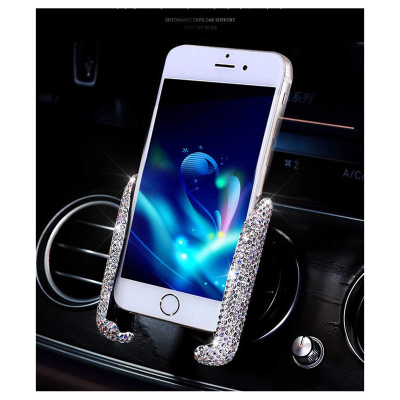  [AUSTRALIA] - L-elf Bling Car Phone Holder Air Vent Cellphone Mount with Rhinestones Universal-White White