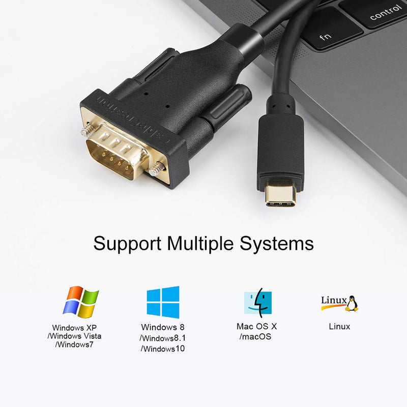 CableCreation USB C to RS232 Serial Adapter with PL2303 Chip 10 Feet, USB DB9 Converter Cable Thunderbolt 3 Port Compatible with MacBook Pro, XPS 13, XPS 15, Surface Pro, Windows, Linux, 3M Black 10FT - LeoForward Australia