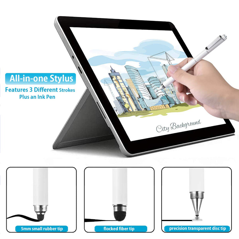 Stylus Pens for Touch Screens, Yacig High Sensitivity Universal Touch Screen Capacitive Stylus Compatible with iPhone iPad Kindle Touch Android Microsoft All Capacitive Touch Screens, White - LeoForward Australia