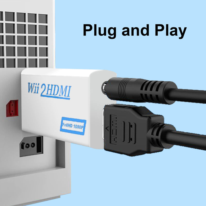  [AUSTRALIA] - RuiPuo Wii to HDMI Converter Output Video Audio Adapter, with 3.5mm Audio Video Output Supports All Wii Display Modes, Best Compatibility and Stability for Nintendo (Wii to HDMI Adapter)