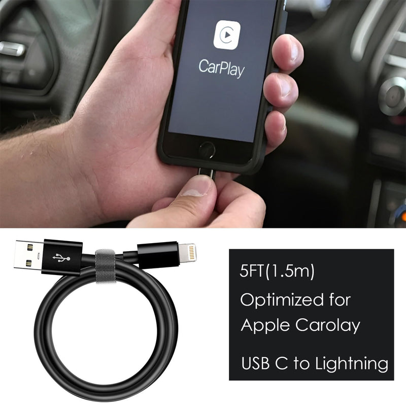  [AUSTRALIA] - Car Apple Carplay Cable, USB A to Lightning Cable for iPhone 14, 14 pro max,13,Plus,SE 2nd/12/11/Xs/XR, iPad 4/5/ 6/7/ 8, Mini 2/3/4/5, Air 2/3 Charger Cord, Car Charging Cable (Black) Black