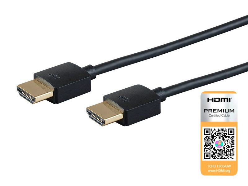 Monoprice High Speed HDMI Cable - 2 Feet - Black| Certified Premium, 4K@60Hz, HDR, 18Gbps, 36AWG, YUV, 4:4:4 - Ultra Slim Series (124183) 2ft 1 Pack - LeoForward Australia