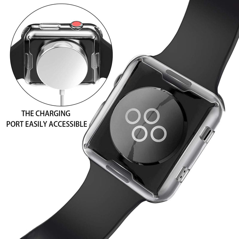  [AUSTRALIA] - Julk Series 3 38mm Case Compatible with Apple Watch Screen Protector, Overall Protective Case TPU HD Clear Ultra-Thin Cover (2-Pack) 38 mm