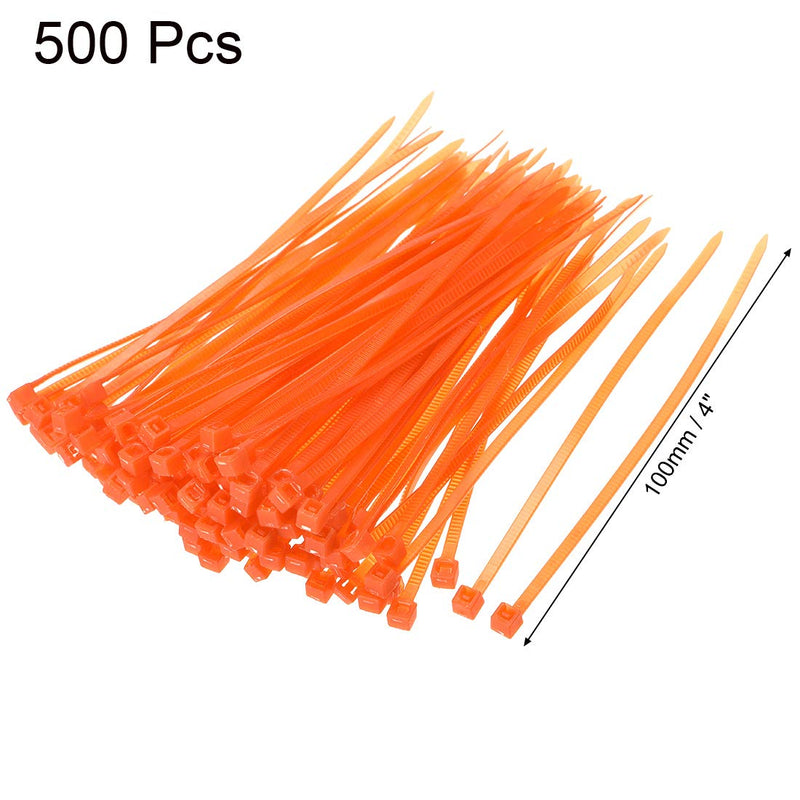  [AUSTRALIA] - uxcell Nylon Cable Ties 4 Inch Self-Locking Zip Ties 0.09 Inch Width Orange 500pcs