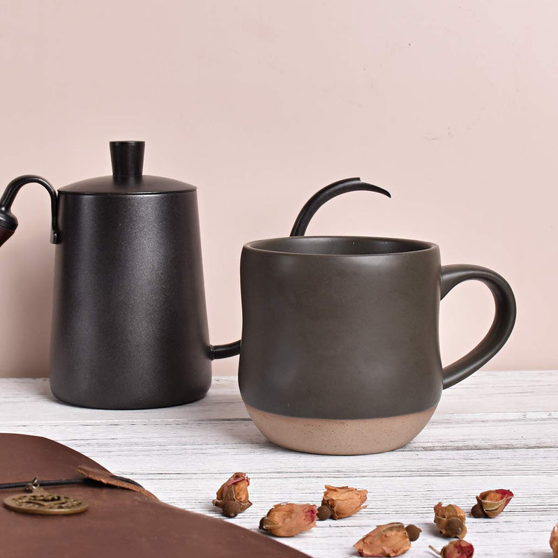  [AUSTRALIA] - Bosmarlin Large Stoneware Coffee Mug, Big Tea Cup for Office and Home, 17 Oz, Dishwasher and Microwave Safe, 1 PCS (Black, 1) Black