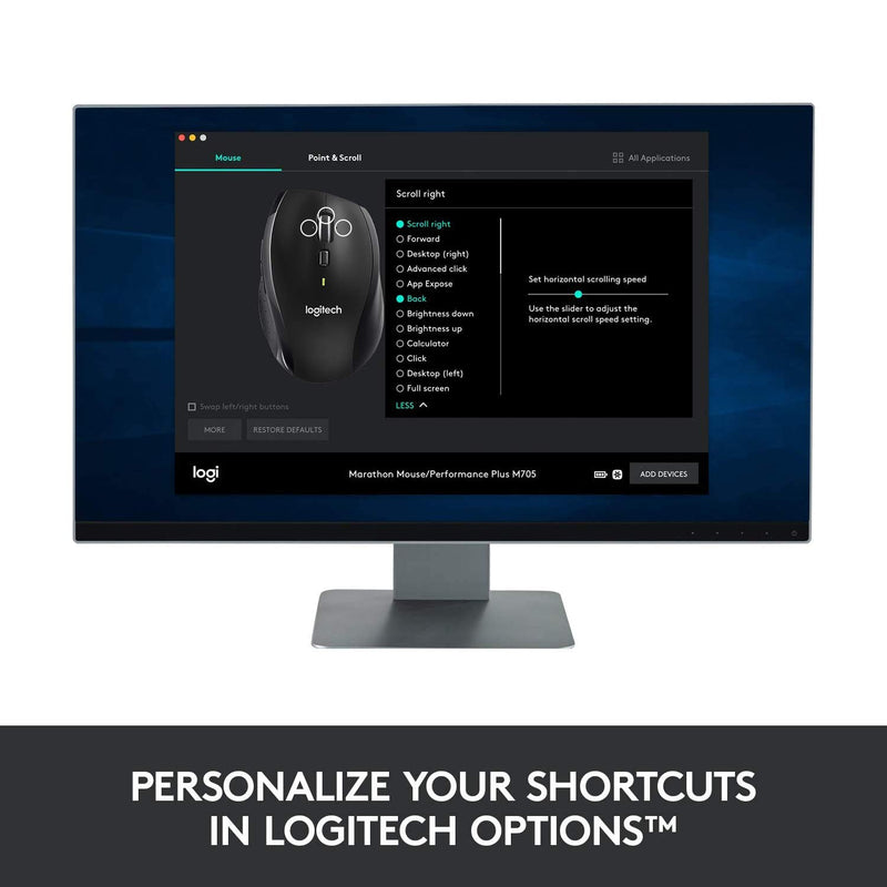  [AUSTRALIA] - Logitech M705 Wireless Marathon Mouse for PC - Long 3 Year Battery Life, Ergonomic Shape with Hyper-Fast Scrolling and USB Unifying Receiver for Computer and Laptop - Black