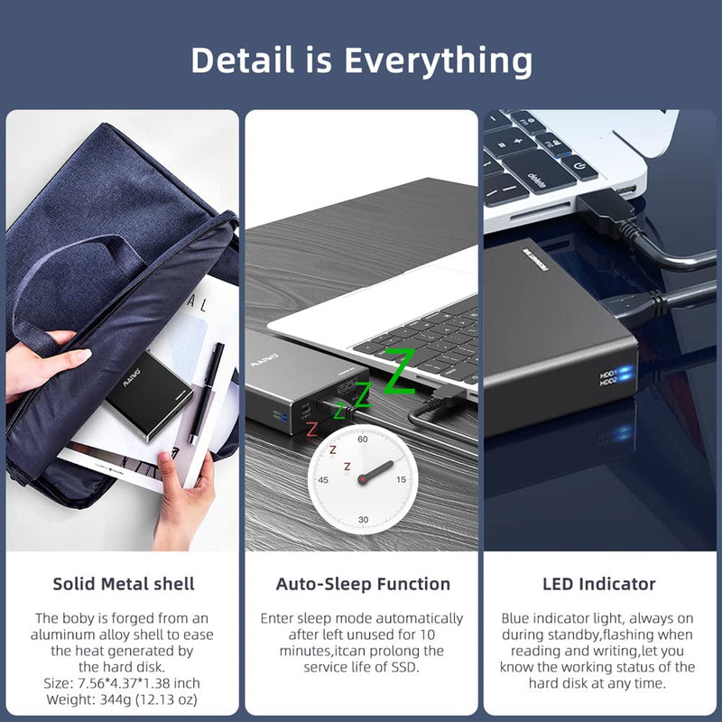  [AUSTRALIA] - MAIWO 2 Bay 2.5 inch USB 3.0 SATA Hard Drive HDD SSD Raid Aluminum Enclosure Support RAID 0/1 RAID Mode RAID Storage Case Up to 12TB