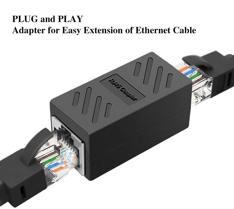 [AUSTRALIA] - RJ45 Coupler Dingsun Female to Female Ethernet Coupler for Cat7/ Cat6/ Cat5/ Cat5e Network Cable RJ45 in Line Coupler Extender Adapter(Black 1 Pack) Black 1pack