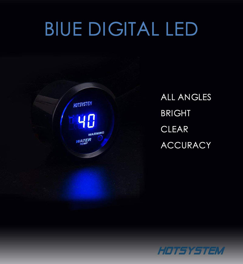  [AUSTRALIA] - HOTSYSTEM Universal Water Temp Gauge Temperature Meter Blue Digital LED DC12V 2inches 52mm for Car Automotive(Celsius)