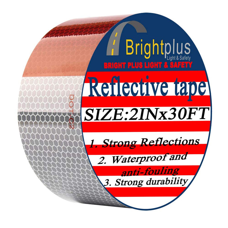  [AUSTRALIA] - DOT-C2 Safety Tape Reflective Tape Auto Car Red and White Adhesive Ultra Bright Honeycomb Polygonal Reflective Strip(2" x30') 2''x30'