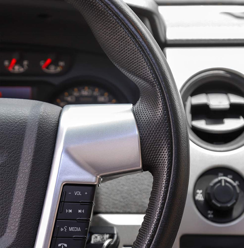  [AUSTRALIA] - Car Steering Wheel Trim Cover Frame Interior Accessories for 2009-2014 Ford F150 SVT Raptor (Silver)