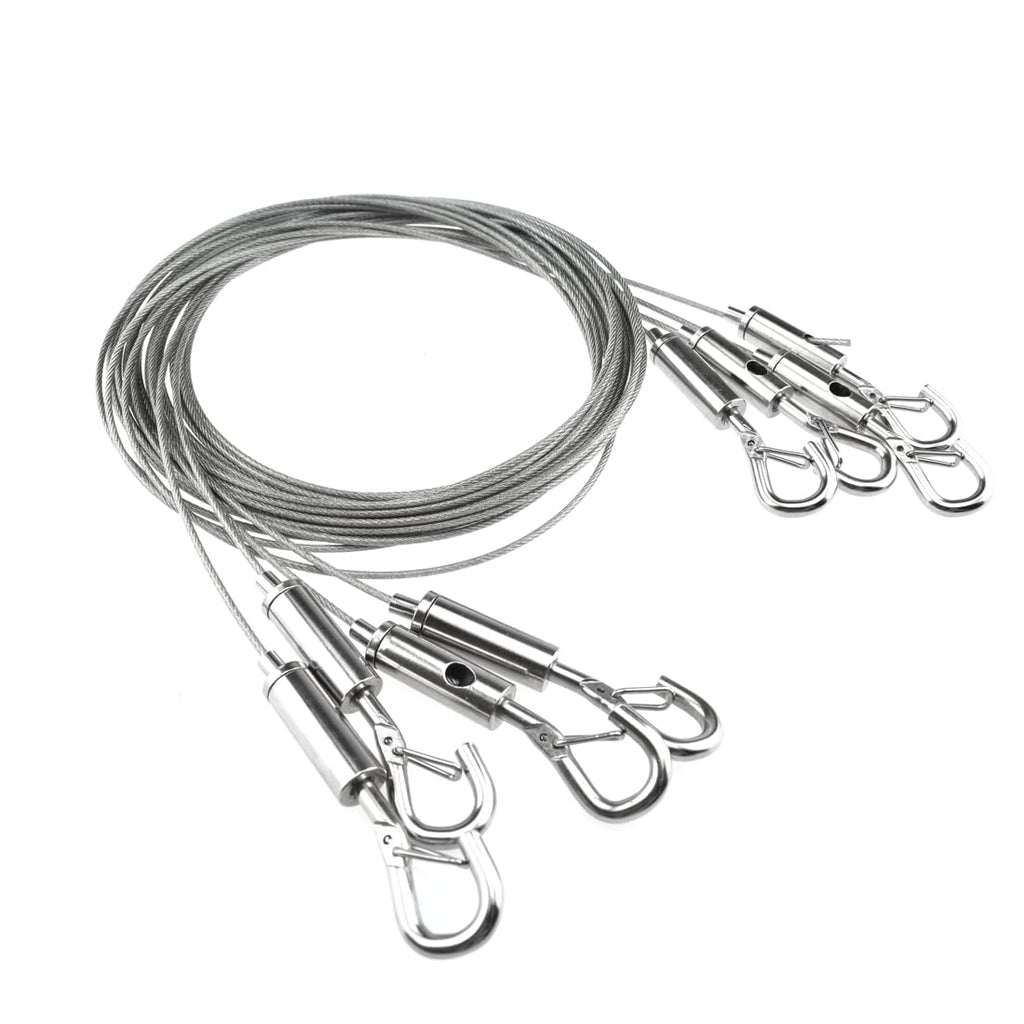  [AUSTRALIA] - SDTC Tech 4-Pack Stainless Steel Wire Rope with Adjustable Hooks 6.5ft Length Hanging Rope for Picture/Flower Baskets/Sports Equipment/Clothesline/Luggage/Moving, Supports Up to 175lb