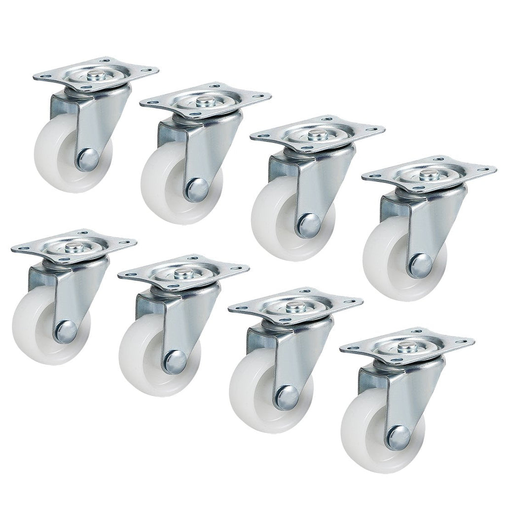  [AUSTRALIA] - uxcell Swivel Caster Wheels 1.2" Polypropylene with 360 Degree Top Plate 66LBS Capacity for Furniture Carts Workbench, White, Pack of 8 1.2 Inch