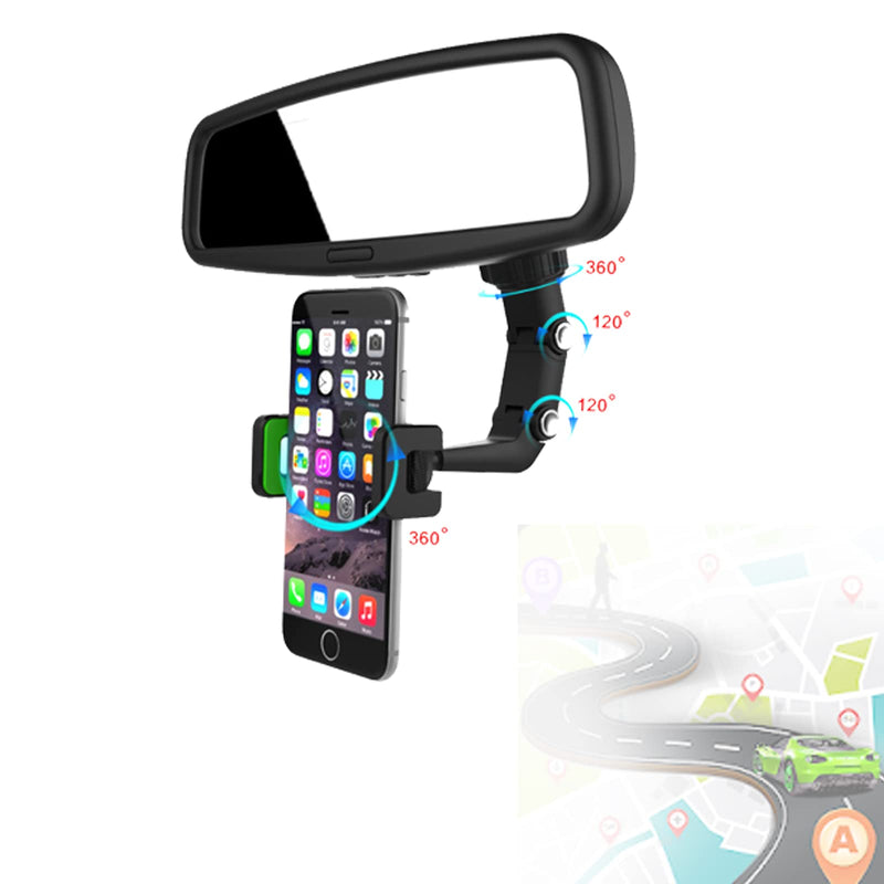  [AUSTRALIA] - cdbz Multifunctional Rearview Mirror Phone Holder,360 Degree Rotatable Rear View Mirror Phone Mount,Car Cell Phone Mount,Car Phone Mount Clip Suitable for Most 4-6.1 Inch Mobile Phones… 2pcs