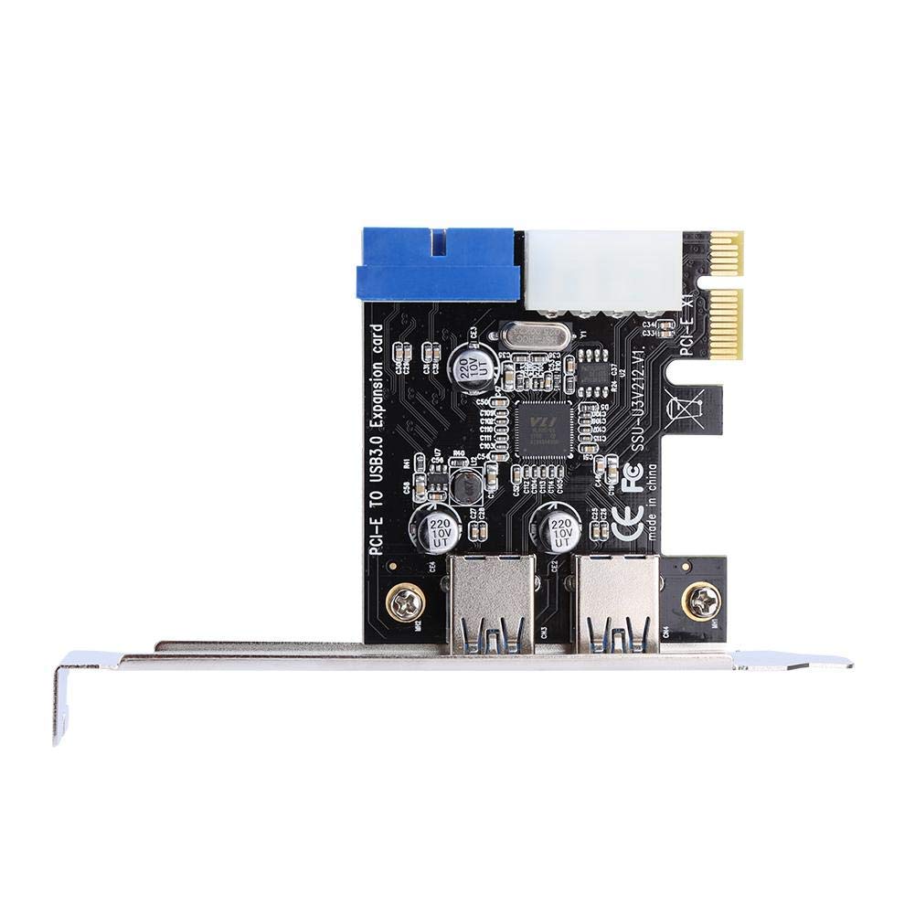  [AUSTRALIA] - Diyeeni 2 Ports PCIE to USB 3.0 Expansion Card, USB Port Card, PCIe USB Card with Internal 20Pin Connector, No Need Additional Power Supports Windows XP / Vista / 7/8/10, 5Gbps Speed