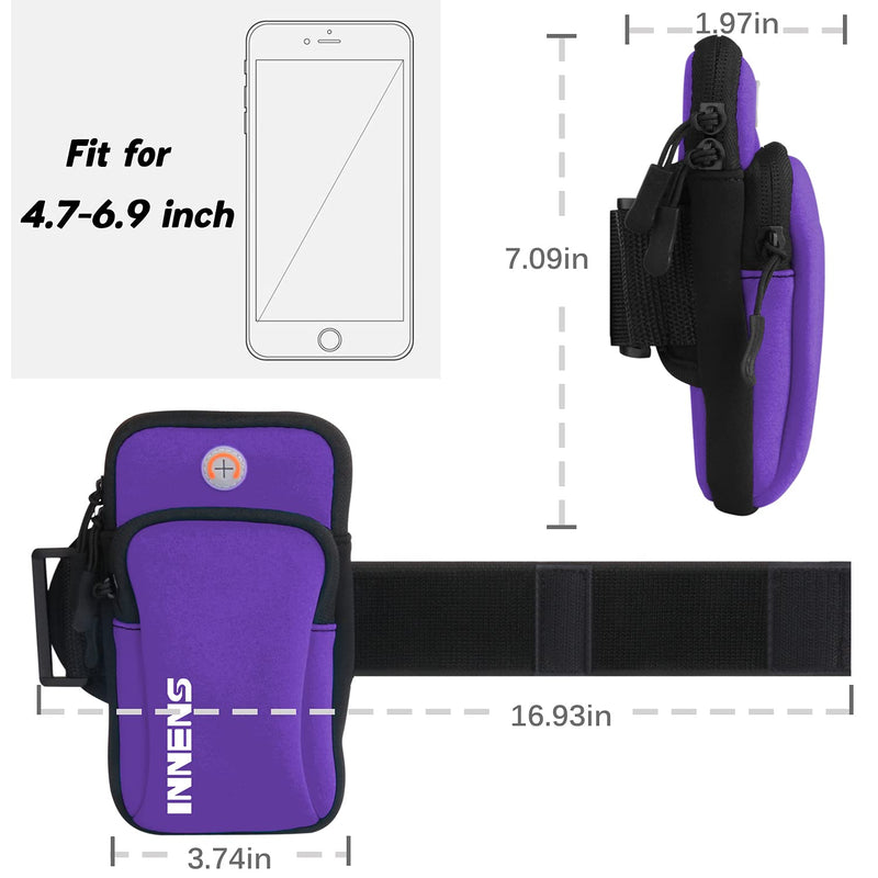  [AUSTRALIA] - Innens Cell Phone Running Armband for iPhone 13 11 Pro 11 XS XR 8, Galaxy S20 S10 S9,Sports Phone Holder with Adjustable Band and Earphone Jack for Hiking Biking Walking (6.1inch Purple) 6.1inch Purple