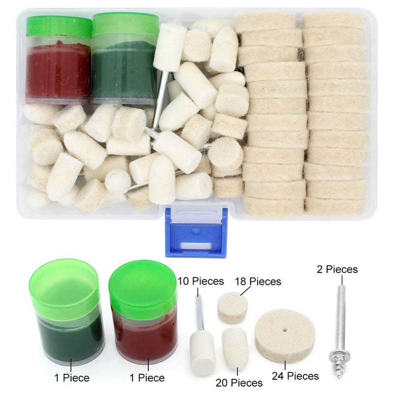  [AUSTRALIA] - Yuhtech Felt Polishing Attachment Set, 76 Pieces Wool Polishing Discs Buffer Wheel Polisher Kit for Multifunctional Tool