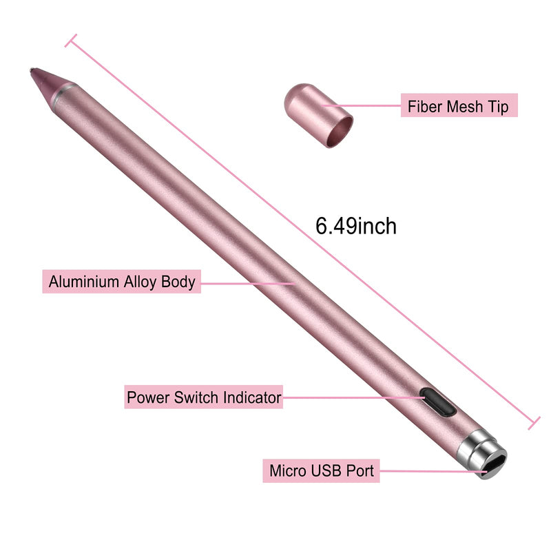  [AUSTRALIA] - Stylus Pens for Touch Screens,Active Stylus Compatible for Apple iPad,Rechargeable 1.5mm Fine Point Smart Pencil Digital Compatible iPad and Most Tablet,for Drawing and Handwriting (Pink) Pink