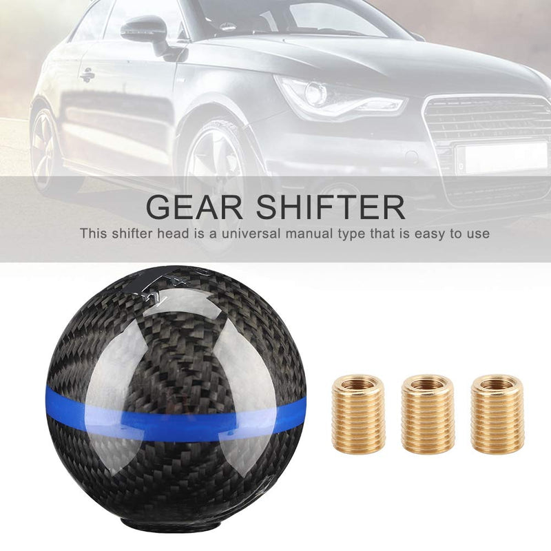  [AUSTRALIA] - Qii lu Car Universal Manual Carbon Fiber Knob Gear Shift Head Shifter Black 6 Speed(Blue Line)