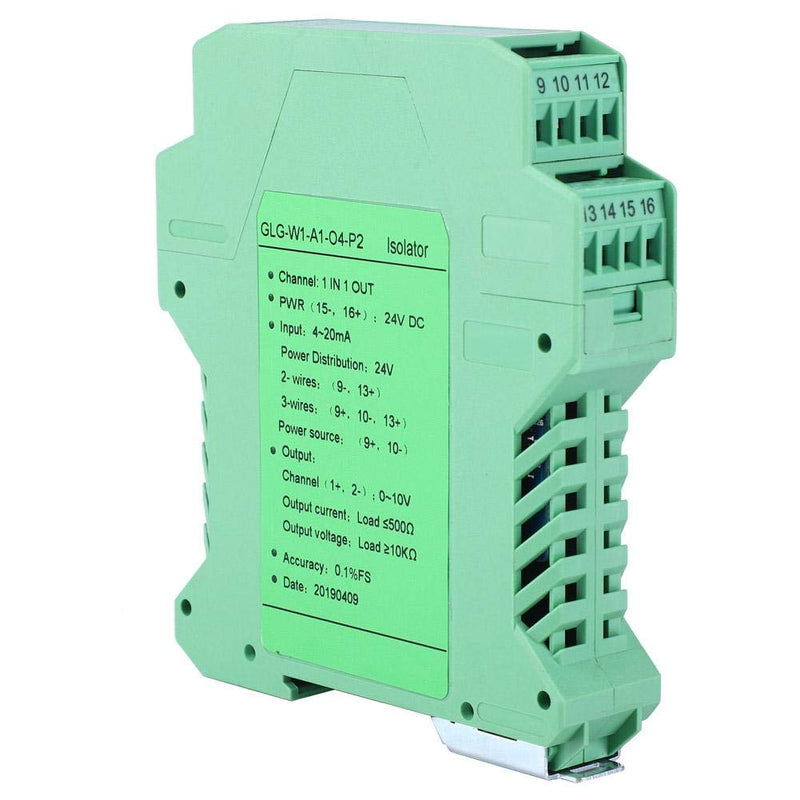  [AUSTRALIA] - DC signal conditioner, DC 24V D current signal isolator transmitter 4-20 milliamperes PLC detection signal conditioner (1 in 1 out, 4-20mA to 0-10V)