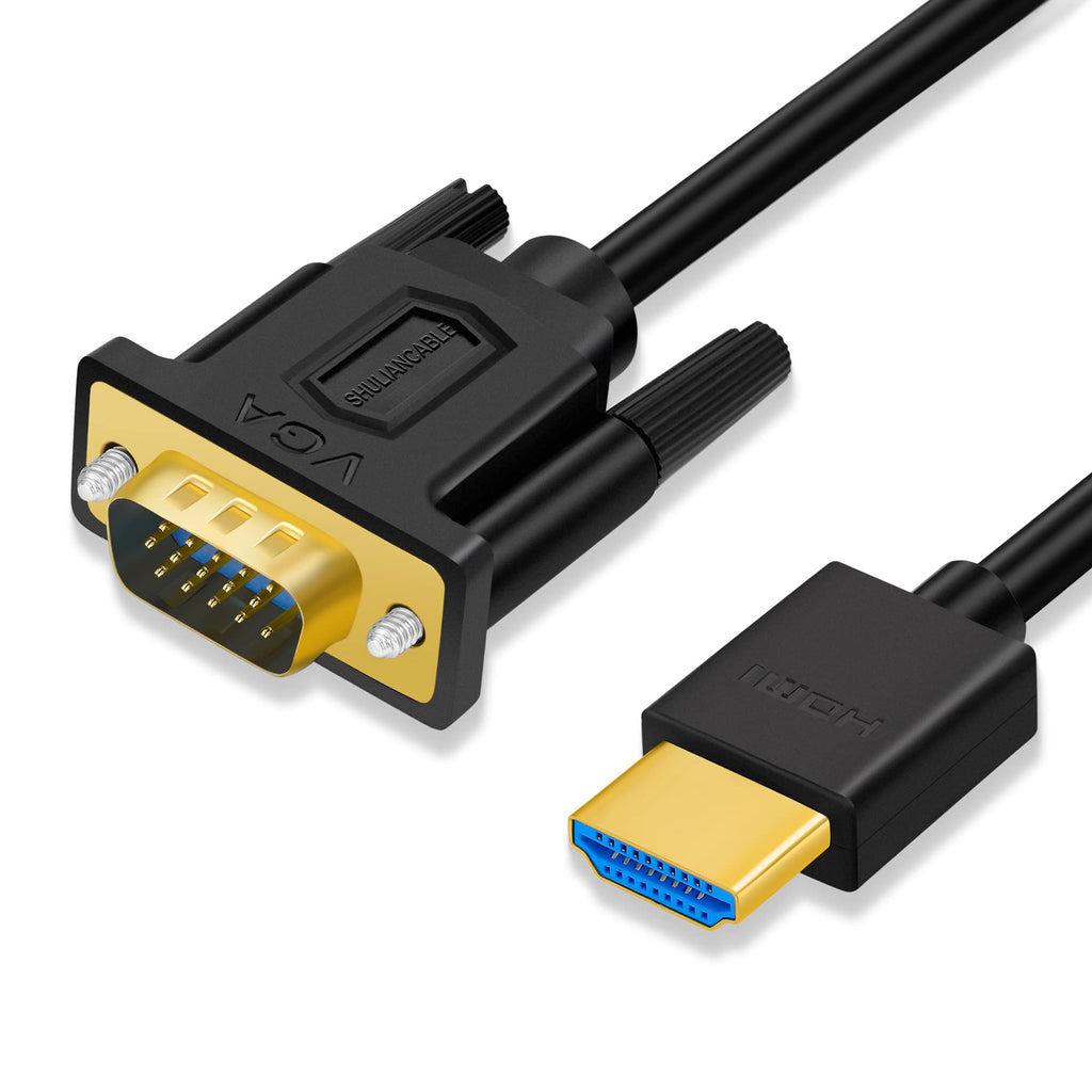  [AUSTRALIA] - SHULIANCABLE HDMI to VGA Cable, Gold-Plated HDMI to VGA Cable (Male to Male) 1080P Compatible for Raspberry Pi, Roku, Computer, Laptop, Projector, HDTV (15 Feet) 15 Feet