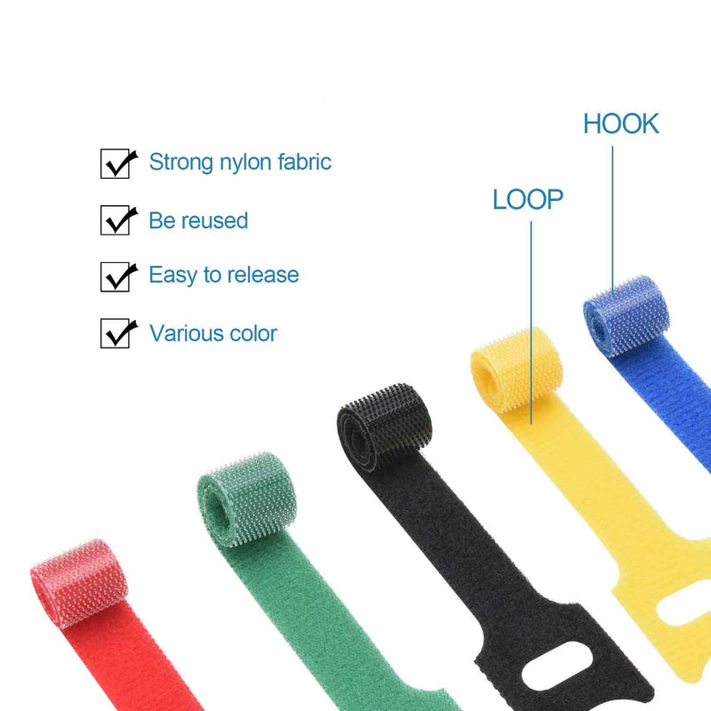  [AUSTRALIA] - Hmrope 60PCS Fastening Cable Ties Reusable, Premium 6-Inch Adjustable Cord Ties, Microfiber Cloth Cable Management Straps Hook Loop Cord Organizer Wire Ties Reusable (Assorted Colors)