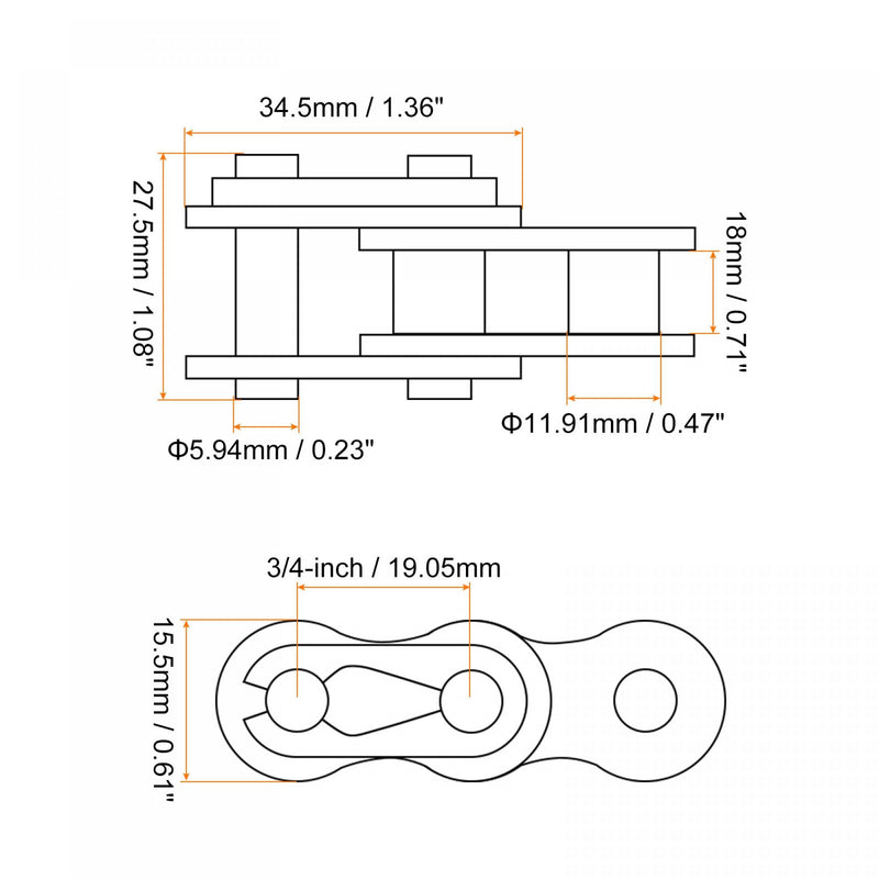  [AUSTRALIA] - uxcell 10Pcs #60 Chain Master Connector Link Roller, 3/4" Pitch Carbon Steel, Standard Connecting Split Links for 12A Chain