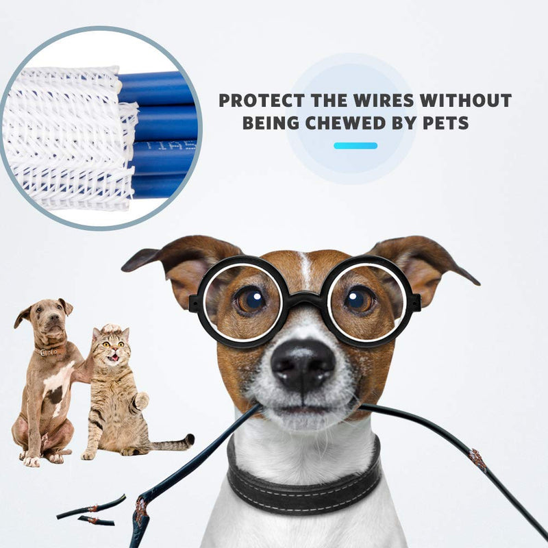  [AUSTRALIA] - 6.6ft - 2/3 inch White Cable Sleeve Cover, AGPTEK Cord Protector Management Wire Loom Tubing Cable Sleeve Split Sleeving for Desk PC TV Computer Cable Protect Cat from Chewing Cord, White 6.6ft - 2/3''