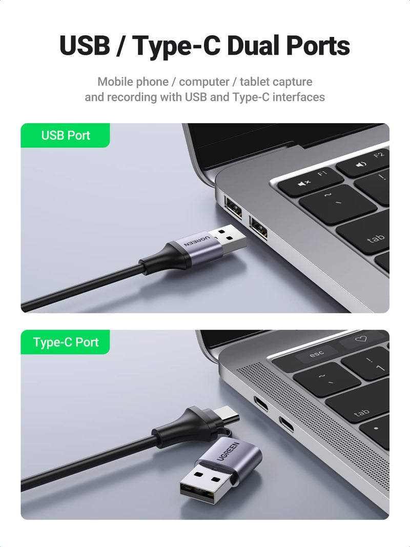  [AUSTRALIA] - UGREEN 4K Micro HDMI to HDMI Adapter Male to Female Bundle with Video Capture Card 4K HDMI to USB-A/USB-C