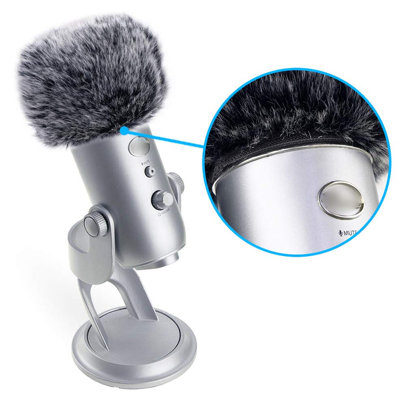  [AUSTRALIA] - SUNMON Microphone Furry Windscreen Muff, Perfect Mic Pop Filter Mask Shield for Blue Yeti, Yeti Pro Microphones gray furry