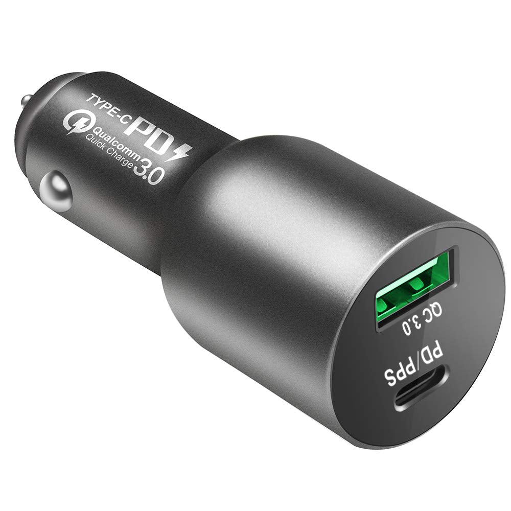 [AUSTRALIA] - ABCOOL USB C PD PPS Car Charger - 84W Dual Port Fast Charging Adapter with 60W Power Delivery for MacBook Pro/Air, iPad Pro, iPhone, Samsung Galaxy and Ultrabook Laptop Notebook, 24W QC3 for Android