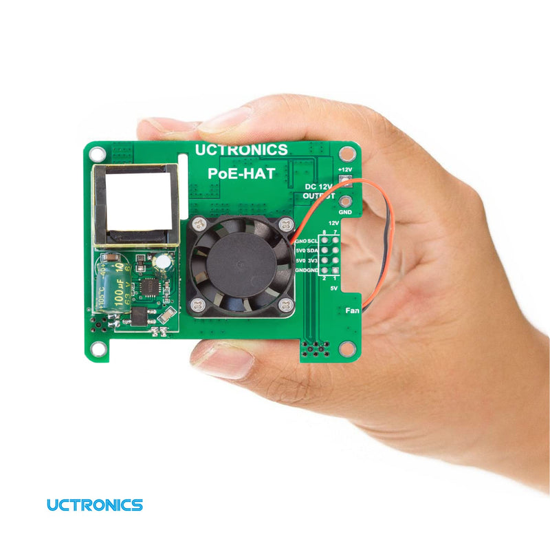  [AUSTRALIA] - UCTRONICS PoE+ HAT for Raspberry Pi 4B, 802.3at Power Over Ethernet Expansion Board for Raspberry Pi 4 B 3 B+, with Cooling Fan