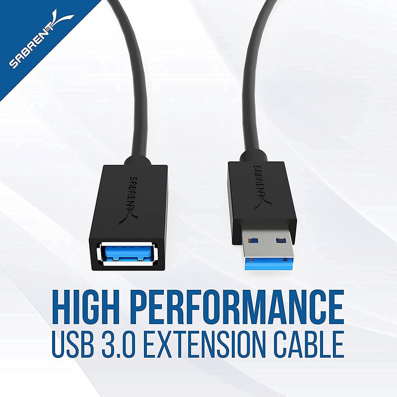 Sabrent 22AWG USB 3.0 Extension Cable - A-Male to A-Female [Black] 3 Feet (CB-3030) Black 3 Ft - LeoForward Australia