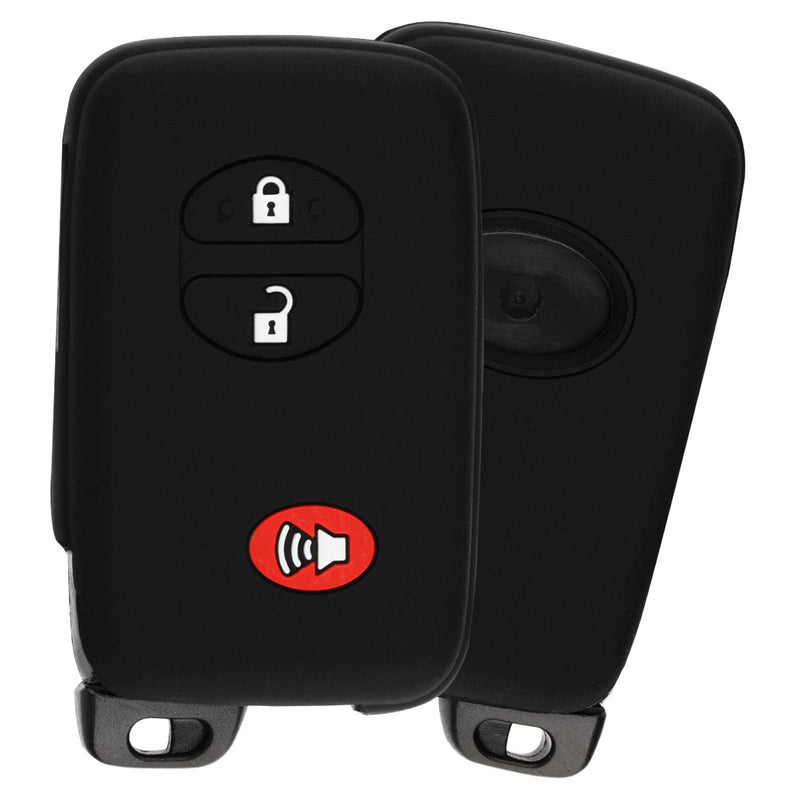  [AUSTRALIA] - KeyGuardz Keyless Entry Remote Smart Key Fob Shell Cover Rubber Case for Toyota Landcruiser 4Runner Venza Rav4 Highlander (Pack of 2) Black