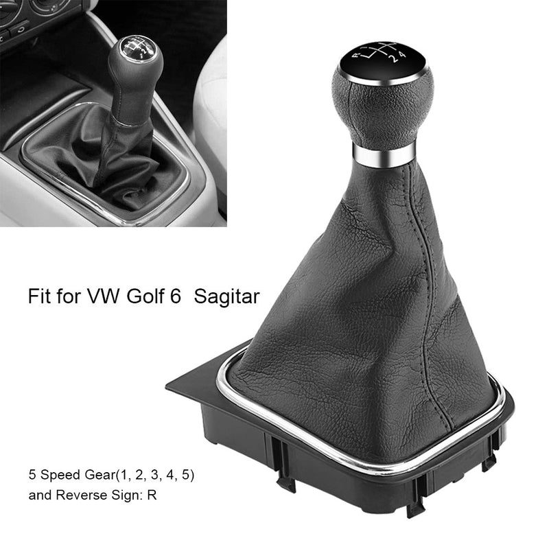  [AUSTRALIA] - Qiilu 5 Speed Car Gear Shift Knob Boot Gearstick Gaiter Kit Manual/Auto Gear Shifter Boot Cover Replacement for VW Golf 6 MK5 MK6 Jetta 2005-2014