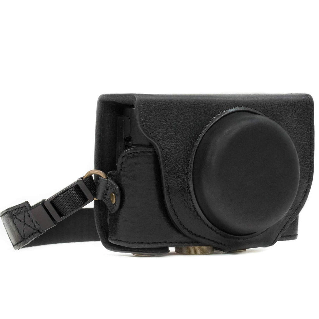  [AUSTRALIA] - MegaGear Ever Ready Genuine Leather Camera Case Compatible with Sony Cyber-Shot DSC-RX100 VI, DSC-RX100 V, DSC-RX100 IV Black