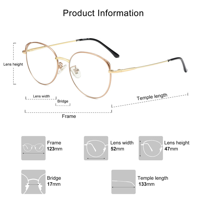  [AUSTRALIA] - SOJOS Cat Eye Blue Light Blocking Glasses Hipster Metal Frame Women Eyeglasses She Young Brown Gold